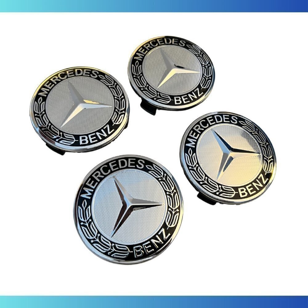 SET OF 4! 75mm Wheel Center Hub Caps Black Compatible w/ Mercedes Vehicles